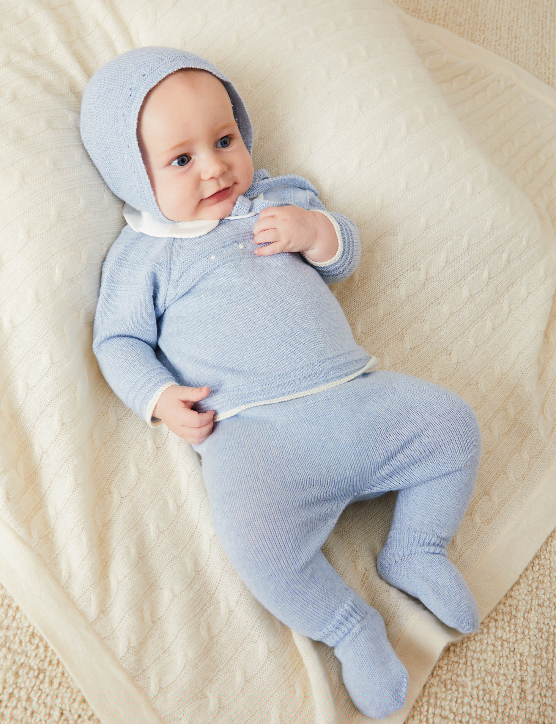 Dot Detail Knitted Set in Baby Blue (1-6mths) KNITTED SETS  from Pepa London