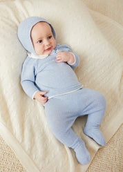 Dot Detail Knitted Set in Baby Blue (1-6mths) KNITTED SETS  from Pepa London