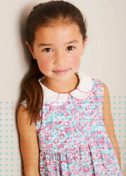 Eloise Floral Scallop Collar Sleeveless Dress in Pink (4-12yrs) DRESSES from Pepa London