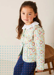 Clementine Floral Quilted Reversible Jacket in Coral (4-12yrs) COATS from Pepa London