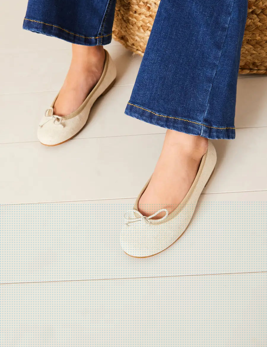 Linen Ballerina Shoes in Ivory (24-36EU) SHOES from Pepa London