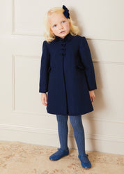 Single Breasted Scallop Detail Coat In Navy (12mths-10yrs) COATS  from Pepa London