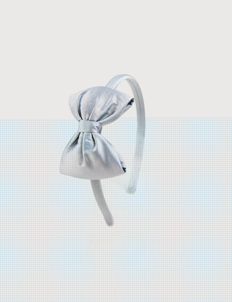 Silk Small Bow Headband in Blue Hair Accessories  from Pepa London
