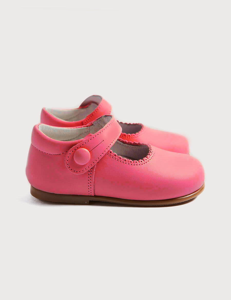 Leather Mary Jane Baby Shoes in Fuchsia (20-24EU) Shoes  from Pepa London