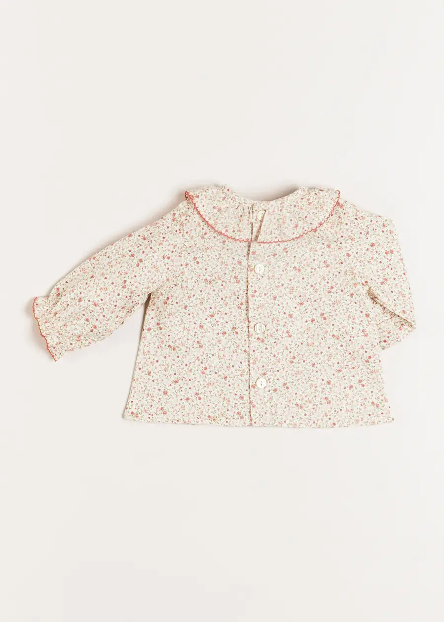 Ophelia Floral Long Sleeve Blouse in Pink (1-6mths) Blouses  from Pepa London