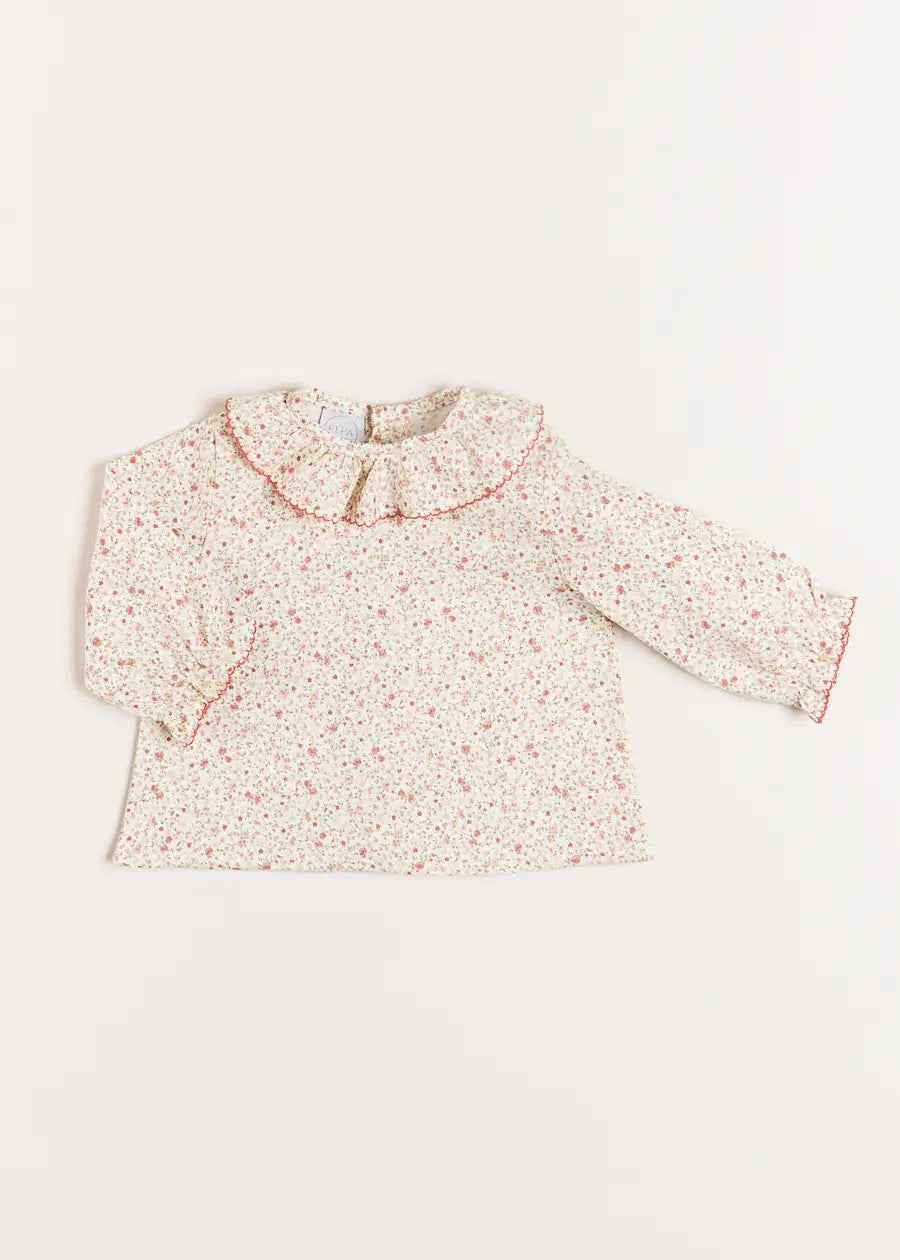 Ophelia Floral Long Sleeve Blouse in Pink (1-6mths) Blouses  from Pepa London
