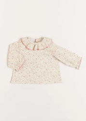 Ophelia Floral Long Sleeve Blouse in Pink (1-6mths) Blouses  from Pepa London