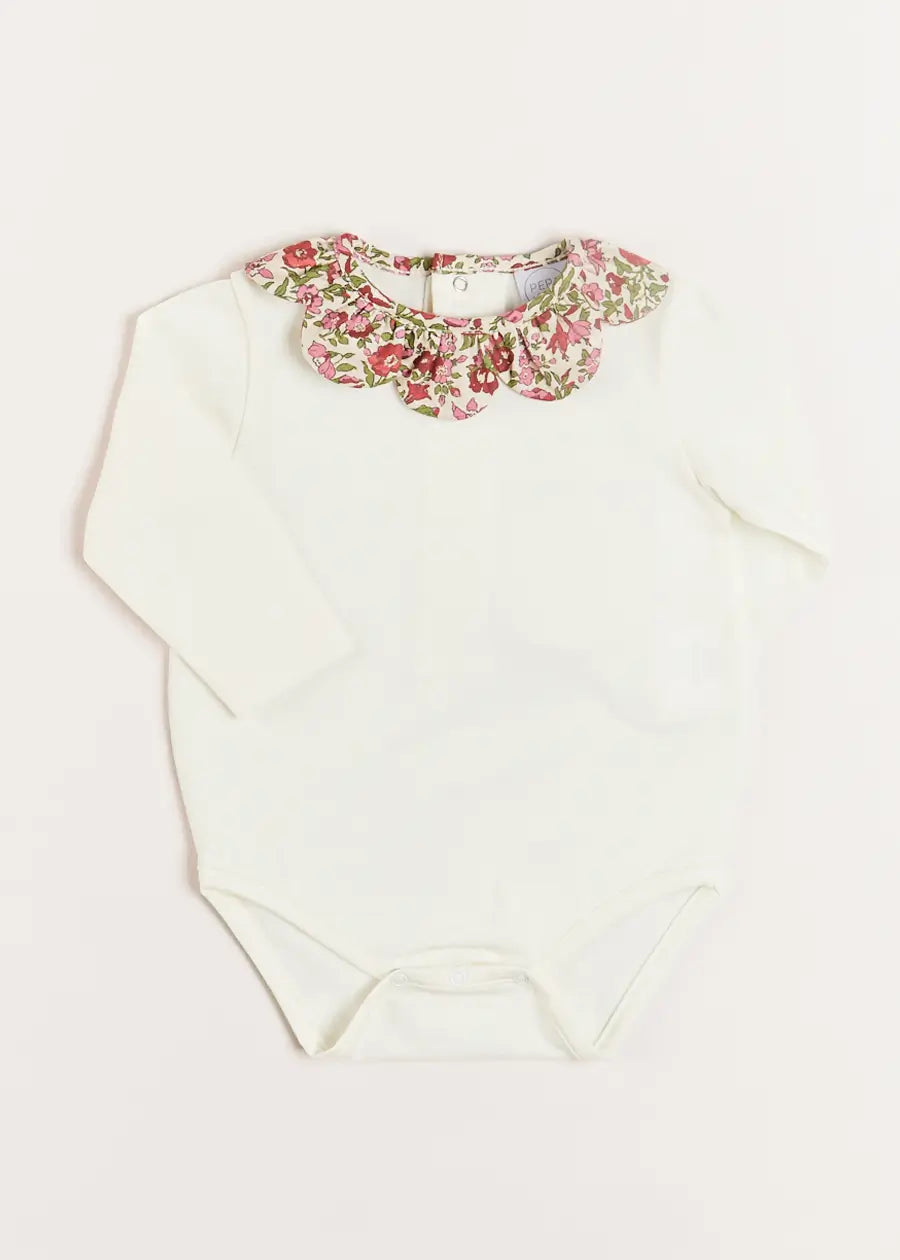 Daphne Floral Long Sleeve Bodysuit in Pink (1mth-3yrs) Tops & Bodysuits  from Pepa London