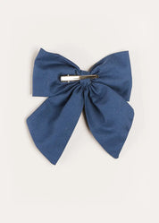 Plain Long Bow Clip in Royal Blue Hair Accessories  from Pepa London