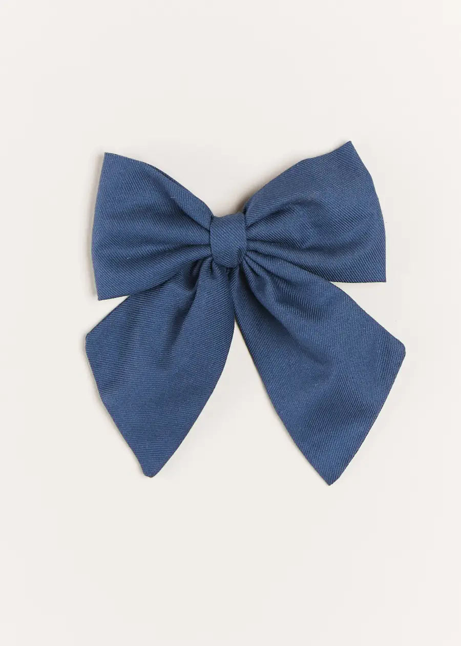 Plain Long Bow Clip in Royal Blue Hair Accessories  from Pepa London