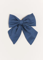 Plain Long Bow Clip in Royal Blue Hair Accessories  from Pepa London