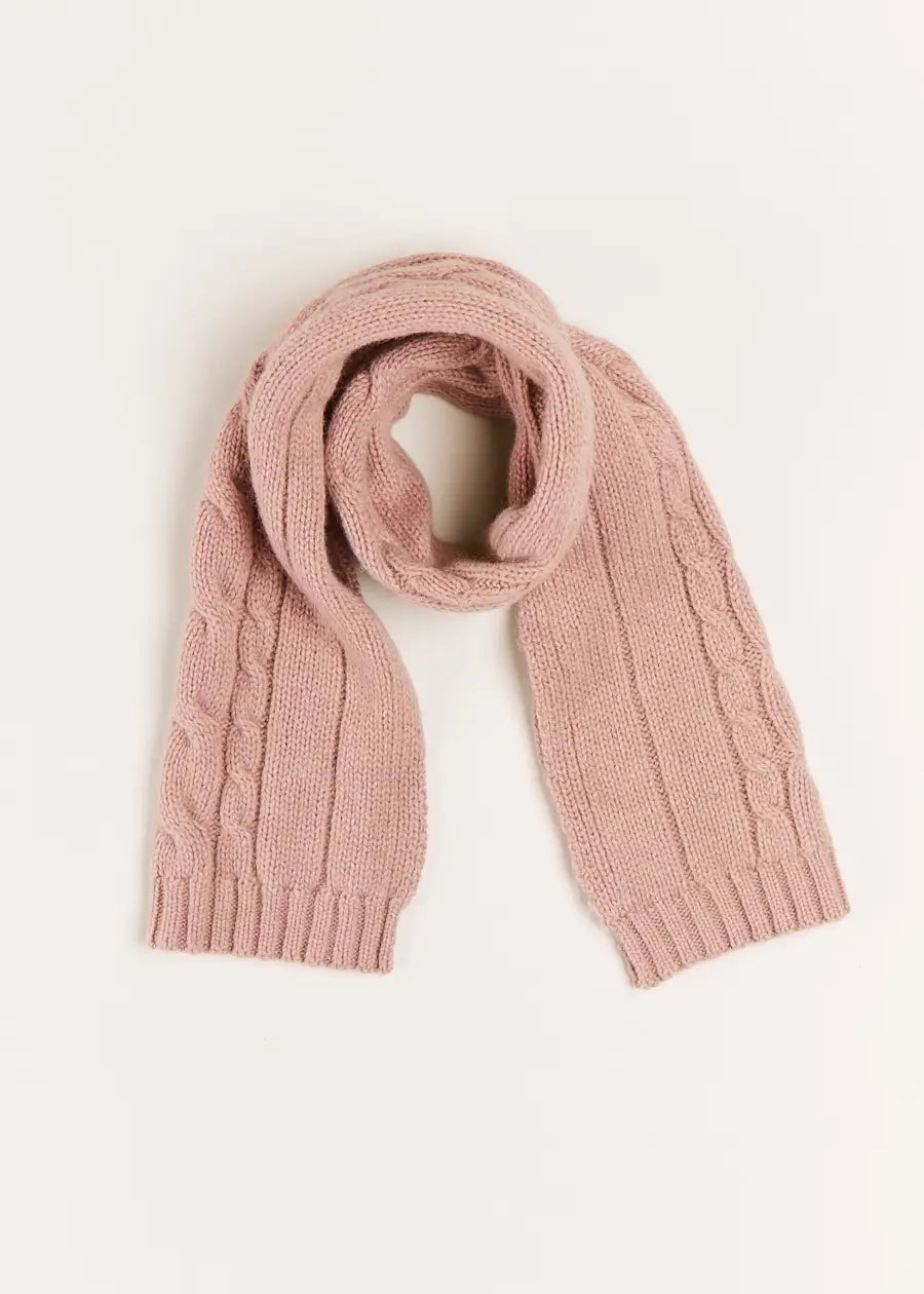 Cable Detail Knitted Scarf in Pink Accessories  from Pepa London