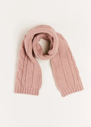 Cable Detail Knitted Scarf in Pink Accessories  from Pepa London