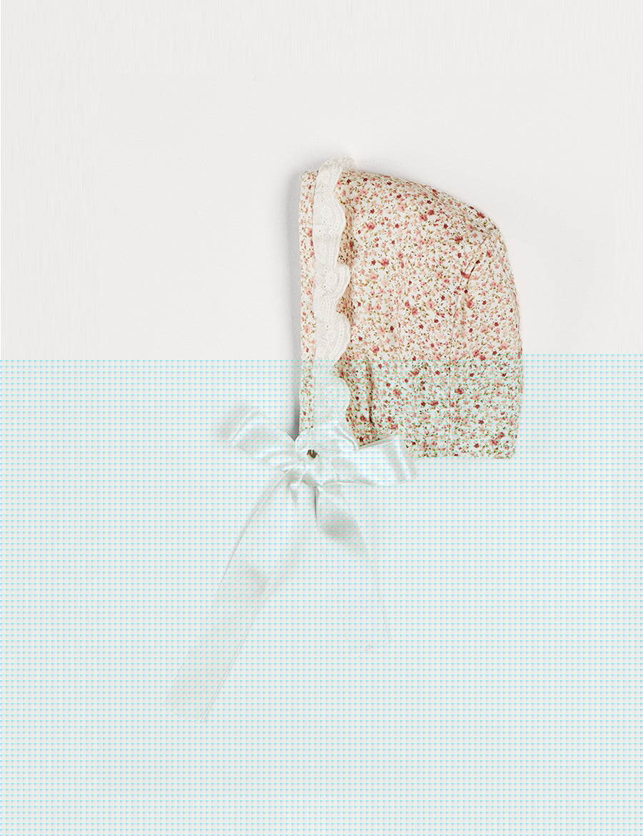 Ophelia Floral Lace Trim Bonnet in Pink (S-M) Knitted Acc  from Pepa London