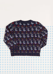 Floral Ruffle Bib Cardigan in Blue (2-10yrs) Knitwear from Pepa London