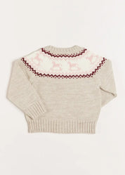 Rocking Horse Intarsia Cardigan in Beige (6mths-3yrs) Knitwear  from Pepa London