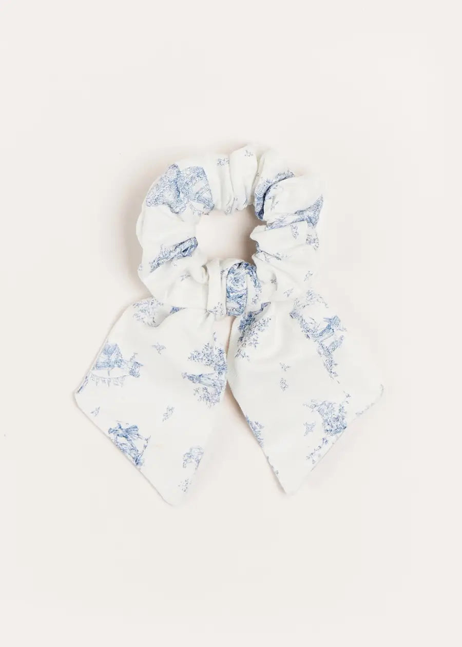 Toile Scrunchie in Blue Hair Accessories  from Pepa London