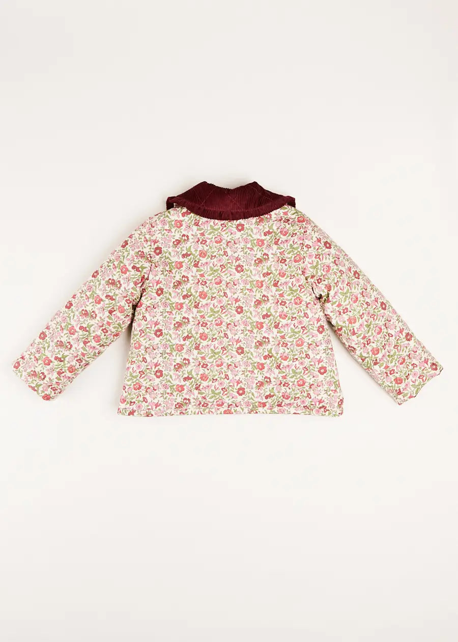 Daphne Floral Reversible Corduroy Jacket in Pink (4-10yrs) Coats  from Pepa London
