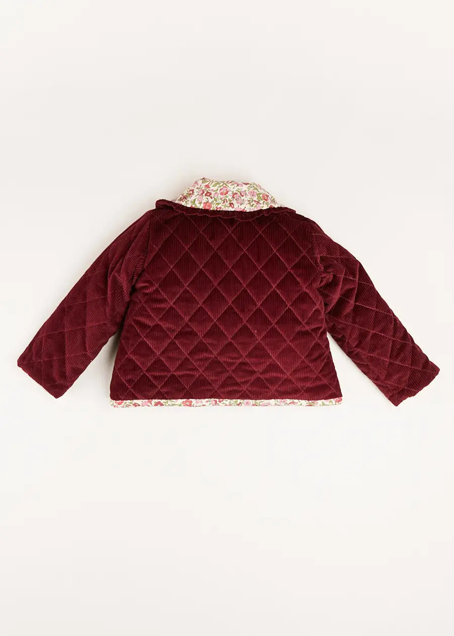 Daphne Floral Reversible Corduroy Jacket in Pink (4-10yrs) Coats  from Pepa London
