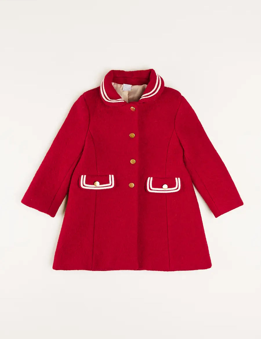Single Breasted Wool Coat in Red (4-10yrs) Coats  from Pepa London