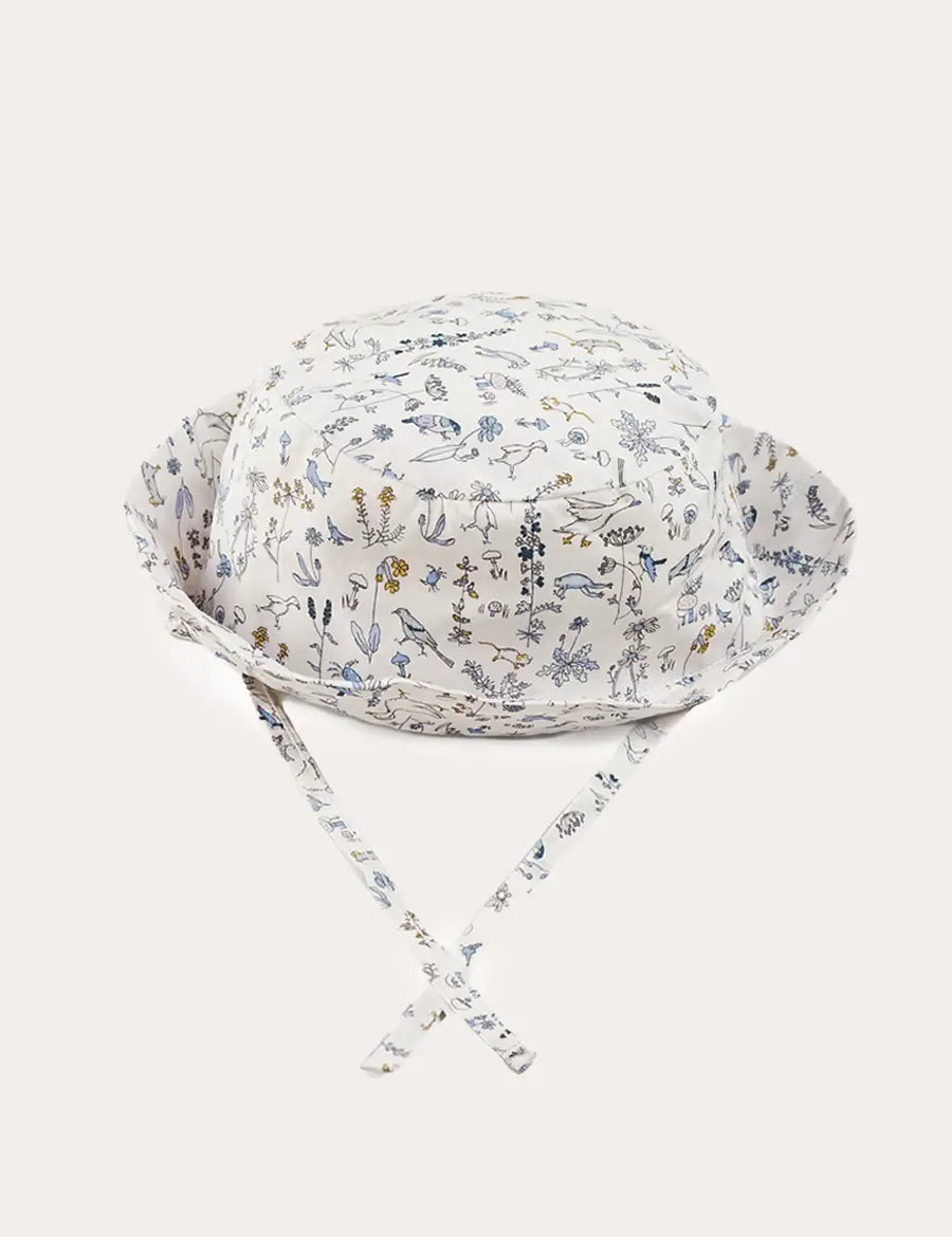 Ellis Birds Tie Hat in Blue Made with Liberty Fabric (XS-L) ACCESSORIES from Pepa London