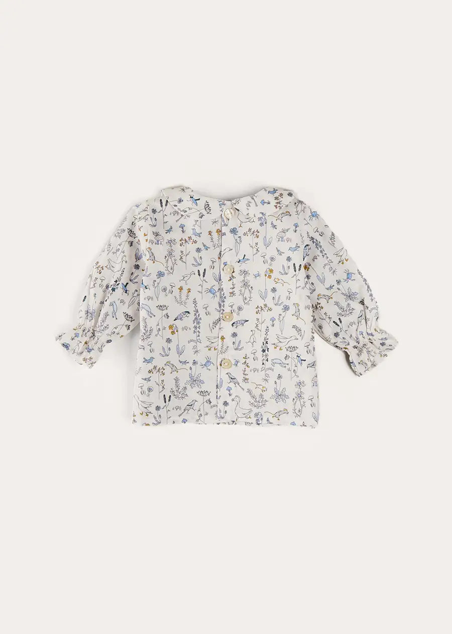 Ellis Floral Long Sleeve Blouse in Blue Made with Liberty Fabric (1-12m) BLOUSES from Pepa London
