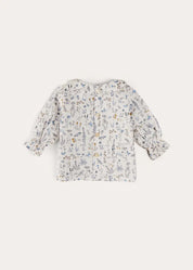Ellis Floral Long Sleeve Blouse in Blue Made with Liberty Fabric (1-12m) BLOUSES from Pepa London