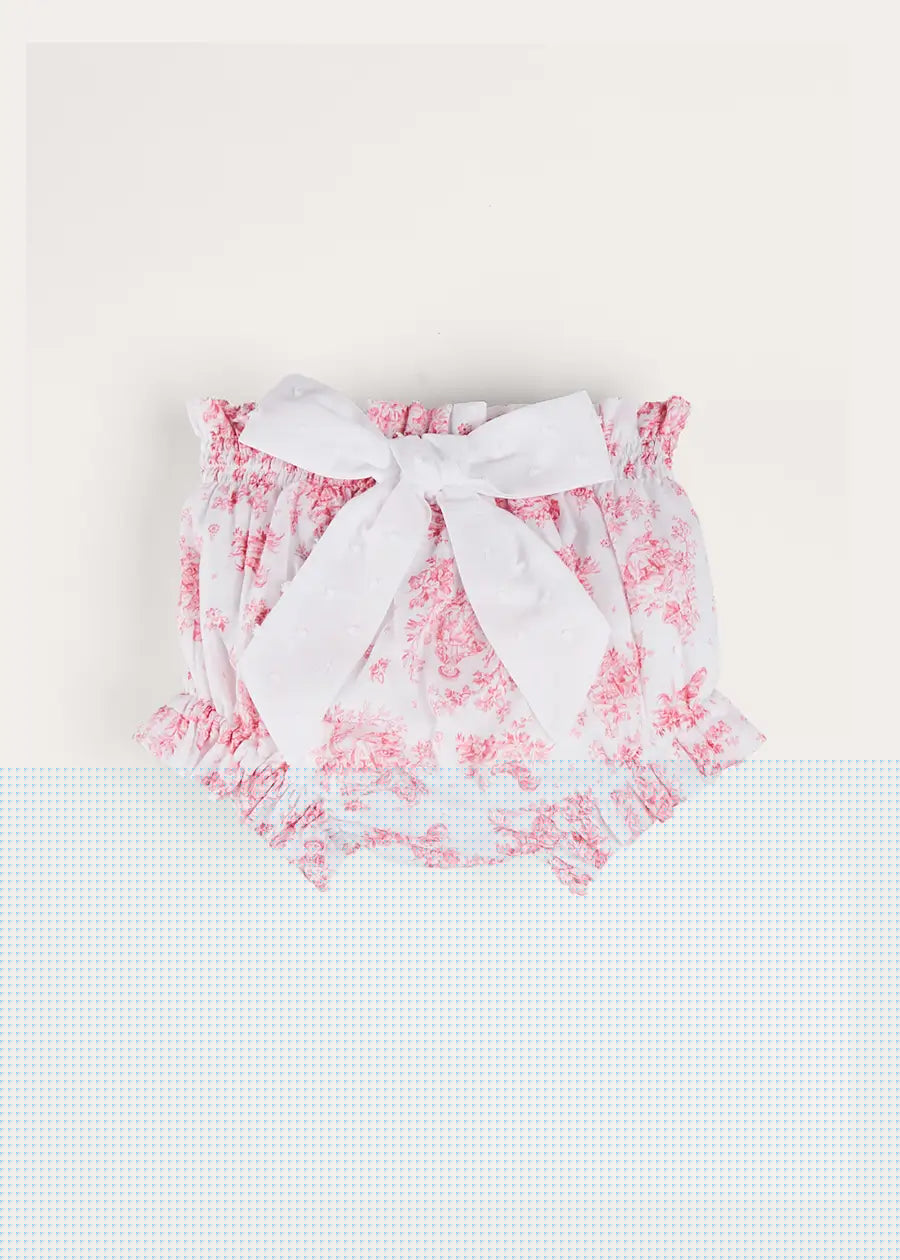Audrey Toile Bow Detail Bloomers in Pink (1mth-2yrs) BLOOMER from Pepa London