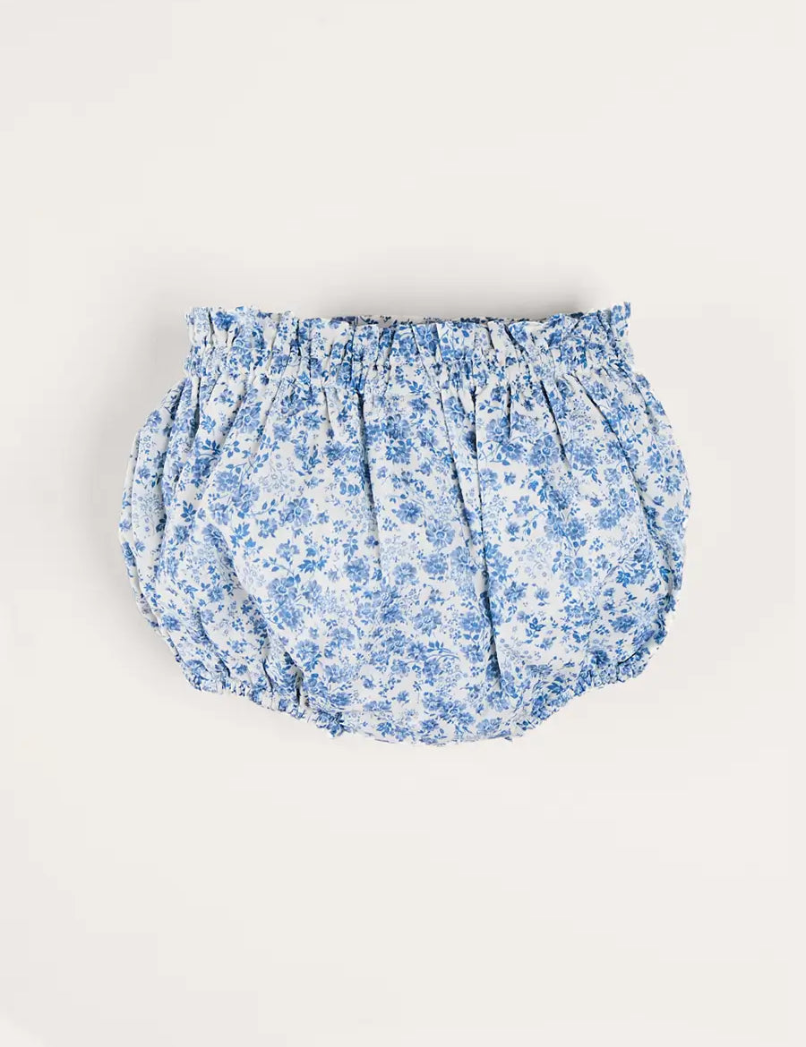 Charlotte Floral Button Detail Bloomers in Blue (1mth-2yrs) BLOOMER from Pepa London