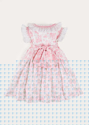 Audrey Toile Hand Smocked Double Breasted Sleeveless Dress in Pink (12mths-10yrs) DRESSES from Pepa London