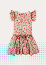 Margot Floral Sleeveless Hand-Smocked Dress in Red Made with Liberty Fabric (4-12yrs) DRESSES from Pepa London