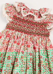 Margot Hand-Smocked Dress in Red Made with Liberty Fabric (12m-6yrs) DRESSES from Pepa London