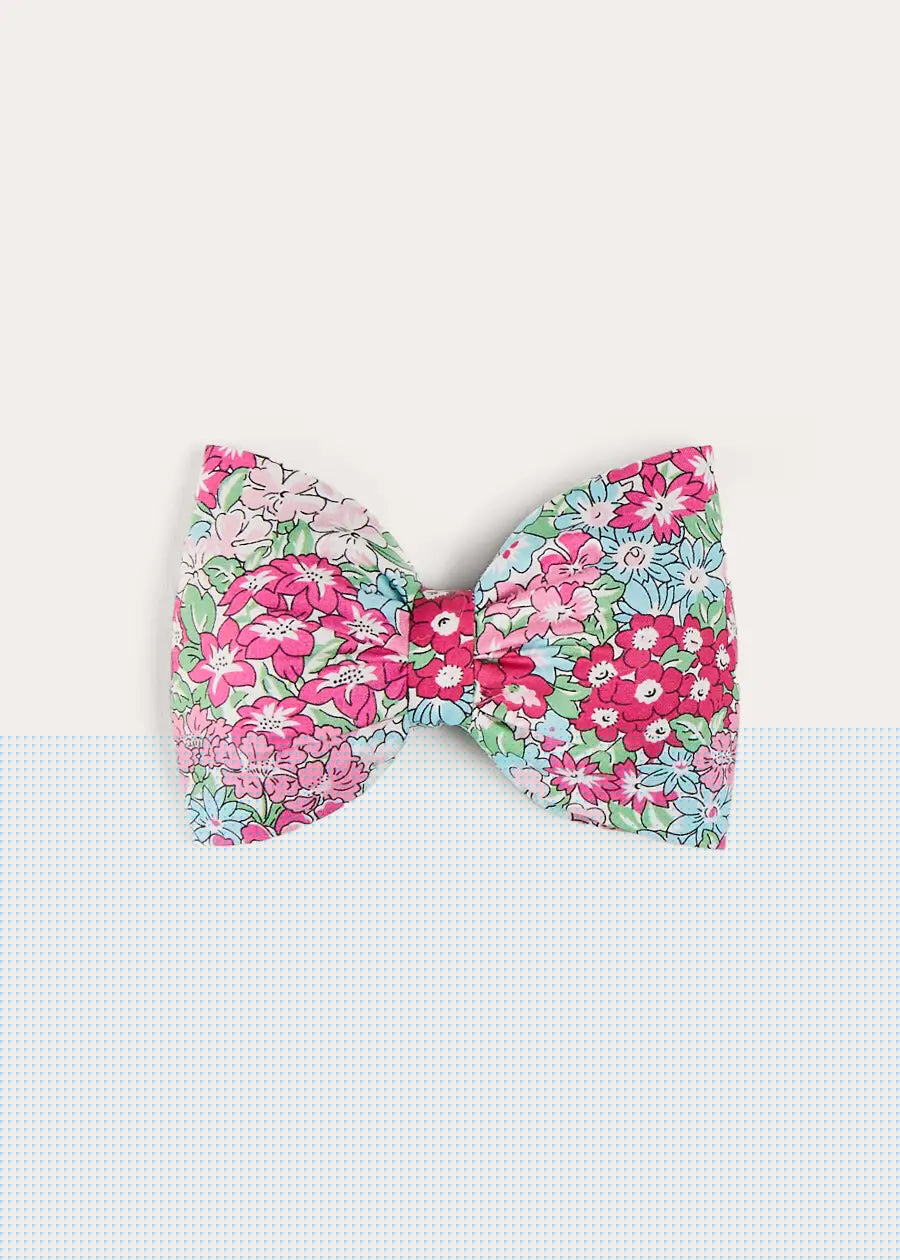Viola Floral Medium Bow Hair Clip in Pink HAIR ACCESSORIES from Pepa London