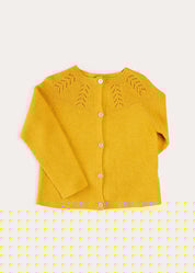 Openwork Cotton Cardigan in Mustard (12mths-10yrs) KNITWEAR from Pepa London