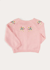 Strawberry Embroidery Cardigan in Pink (12mths-6yrs) KNITWEAR from Pepa London