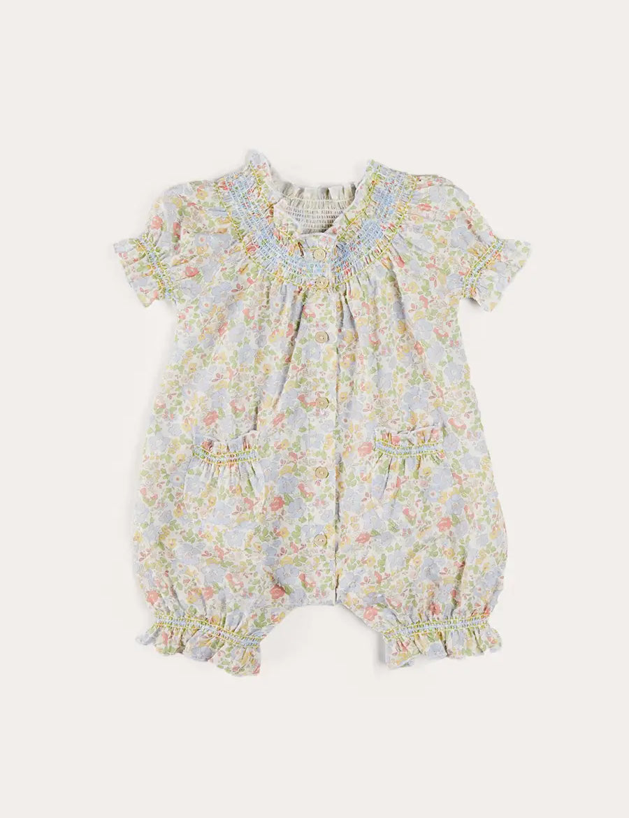 Clara Floral All-In-One Pyjamas in Green (9mths-2yrs) NIGHTWEAR from Pepa London