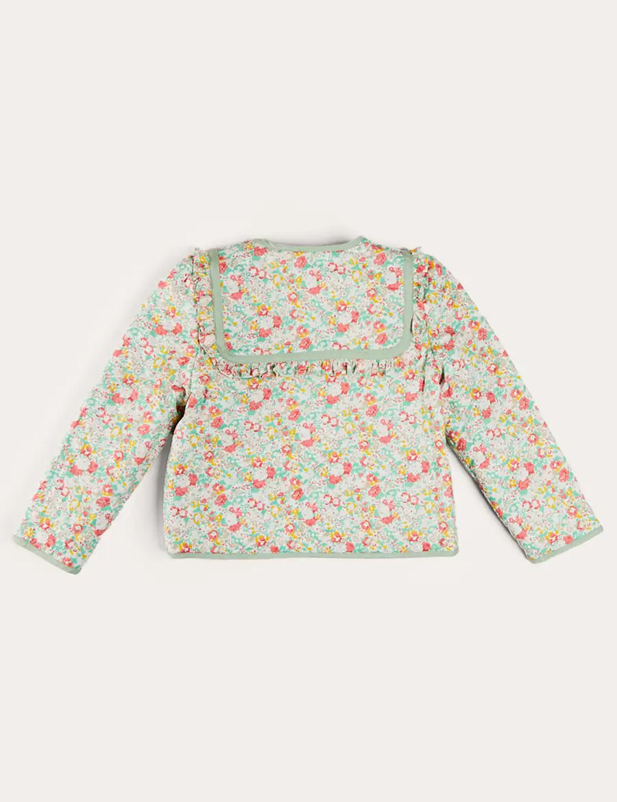 Clementine Floral Quilted Reversible Jacket in Coral (4-12yrs) COATS from Pepa London
