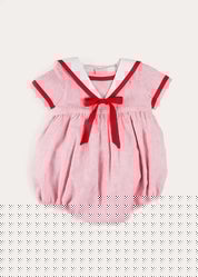 Lawrence Striped Mariner Collar Short Sleeve Romper in Red (6mths-3yrs) ROMPERS from Pepa London