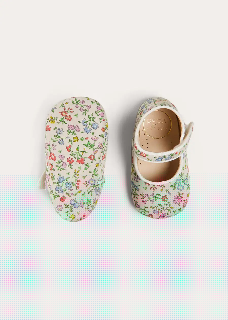 Cordelia Liberty Floral Mary Jane Pram Shoes in Pink (17-20EU) SHOES from Pepa London