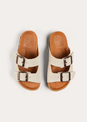 Suede Buckle Detail Sandals in Beige (28-35EU) SHOES from Pepa London