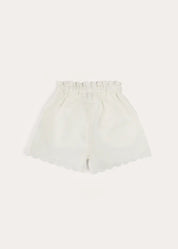 Scallop Trim Embroidered Shorts in White (2-10yrs) SHORTS from Pepa London