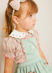 Mabel Floral Embroidered Short Sleeve Blouse in Coral (18mths-10yrs) BLOUSES from Pepa London