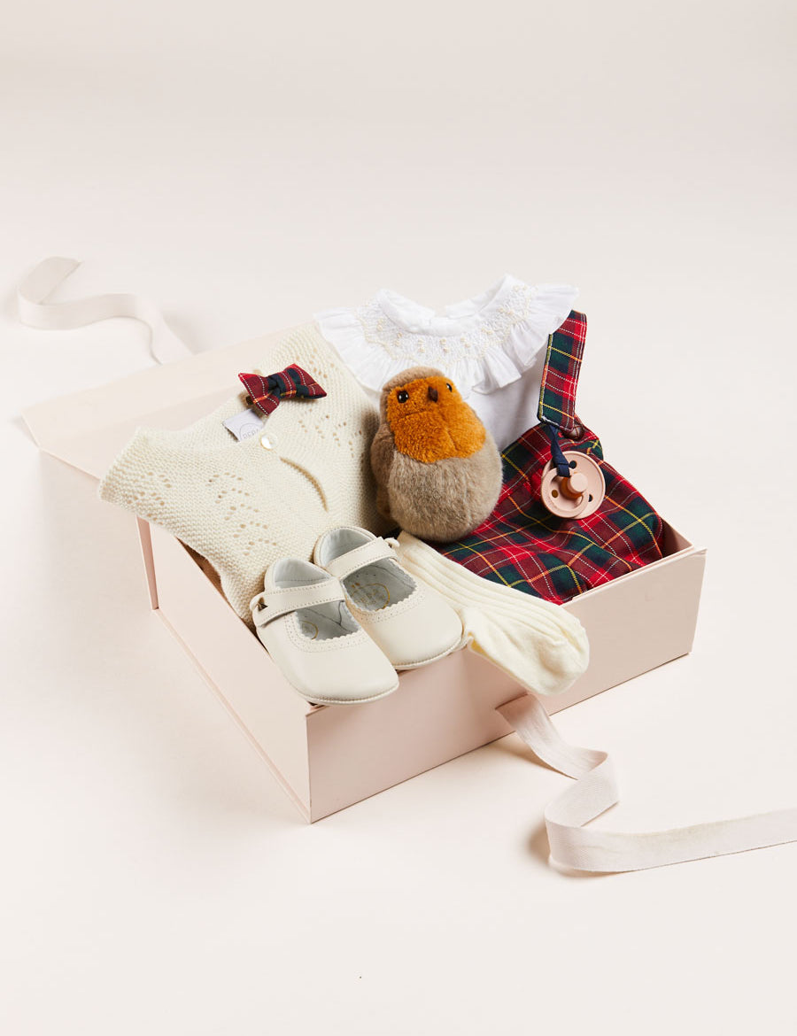 Belgravia Tartan Baby Girl Gift Set in Red Look from Pepa London