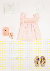 Striped Smock Detail Ruffle Sleeve Blouse in Tangerine (4-10yrs) Blouses  from Pepa London