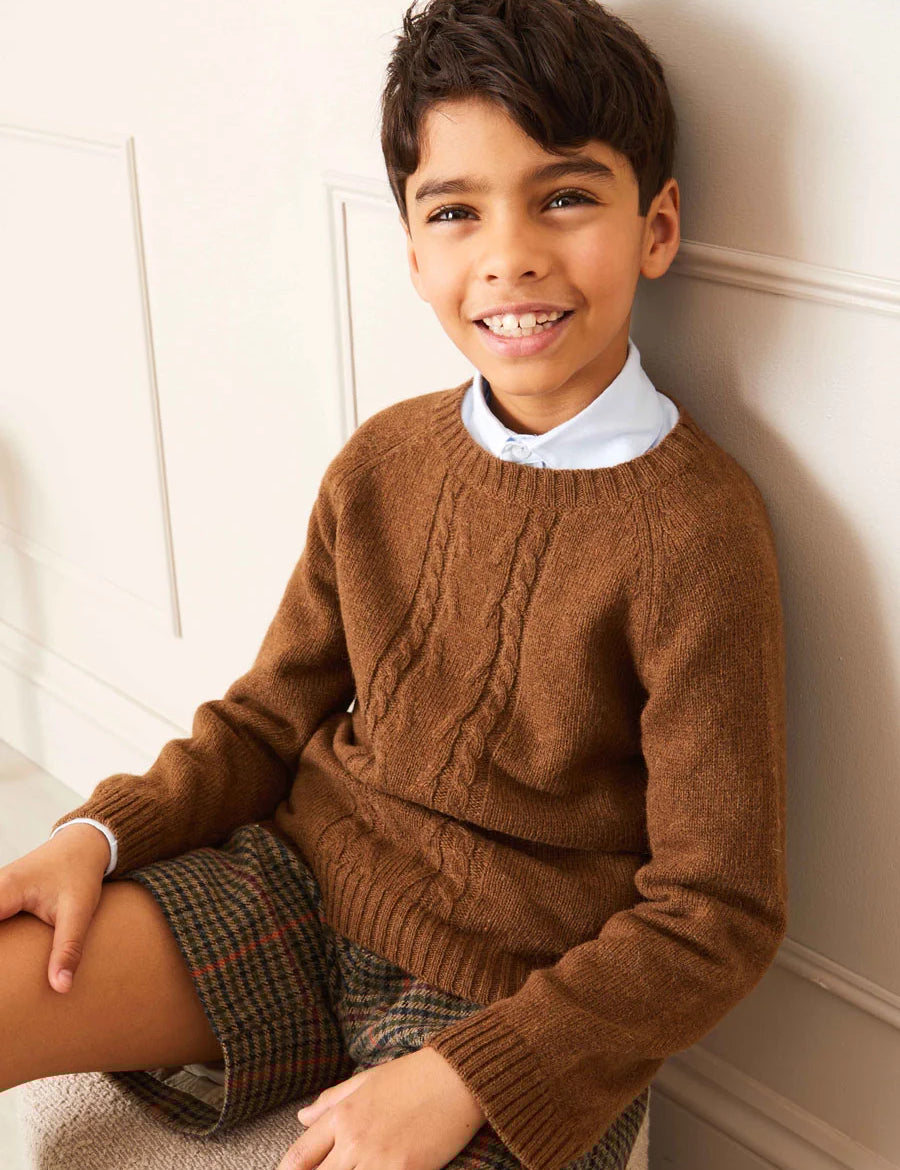 Houndstooth Shorts in Brown (4-10yrs) Shorts  from Pepa London