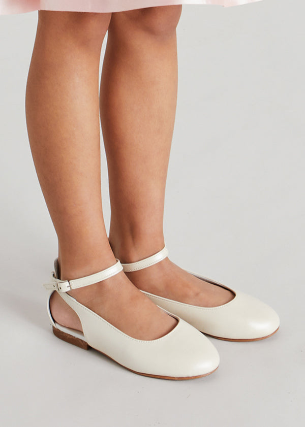 Open Heel Strappy Leather Sandals in Ivory (24-34EU) Shoes  from Pepa London