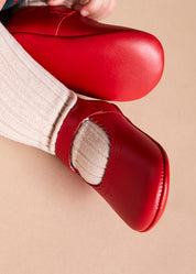 Leather Mary Jane Pram Shoes in Red (17-20EU) Shoes  from Pepa London