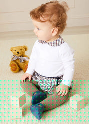 Check Button Detail Bloomers In Beige (3mths-2yrs) BLOOMERS  from Pepa London