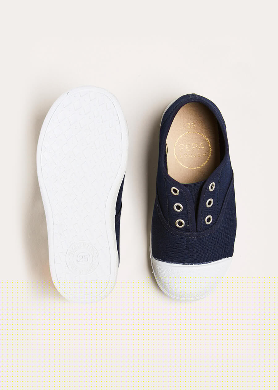 Canvas Plimsolls in Navy (20-35EU) Shoes from Pepa London