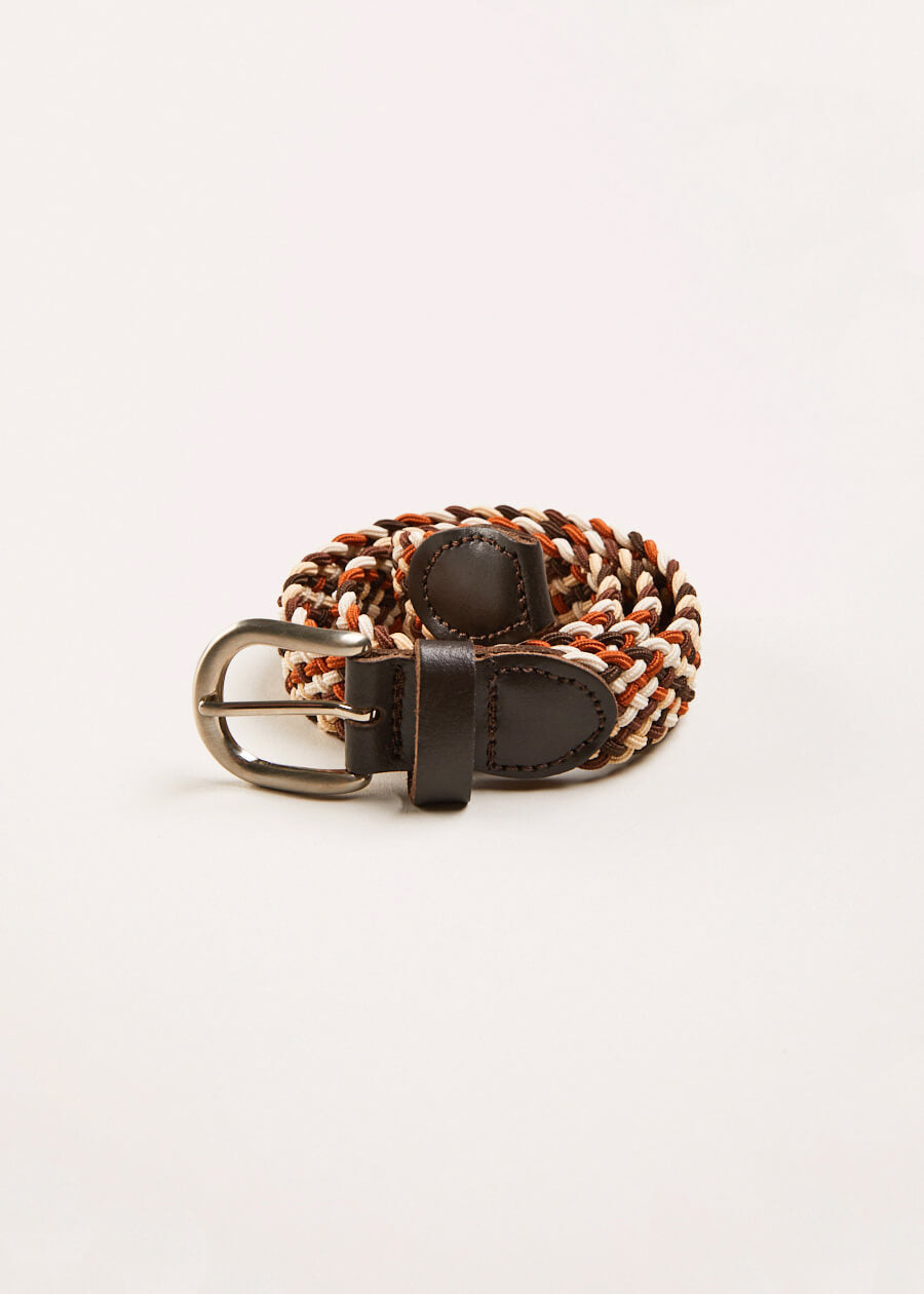 Contrast Leather Braided Belt in Brown (XS-S) Belts  from Pepa London